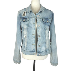 Cartise distressed bedazzled jean jacket